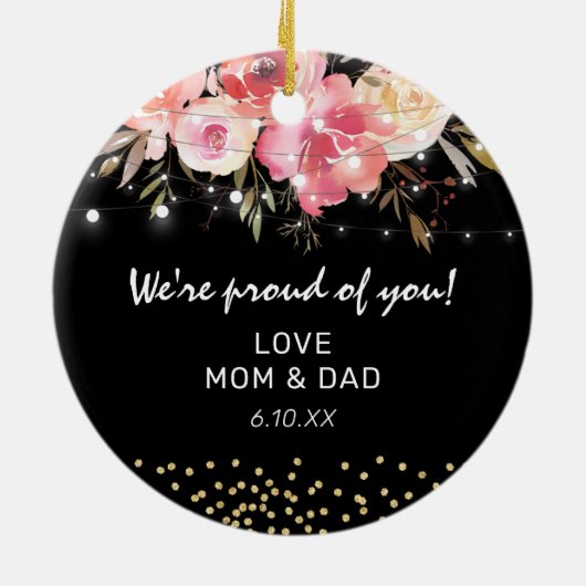 Roze en goudkleurige dop keramisch ornament (Achterkant)