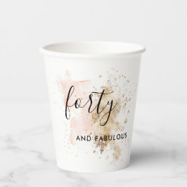 Roze en goudkleurige en Fabulous 40e verjaardag Papieren Bekers