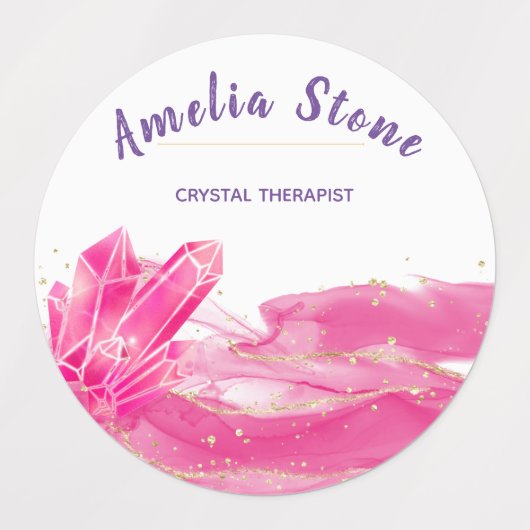 Roze en goudkleurige etiketten labels (Design 2)