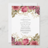 Roze en goudkleurige  Floral Celebration of Life Kaart (Voorkant)