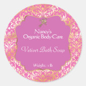 Roze en goudkleurige folie, dameszeep, etiket - 3 (Voorkant)