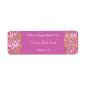 Roze en goudkleurige folie demask soap cosmetica l etiket (Voorkant)