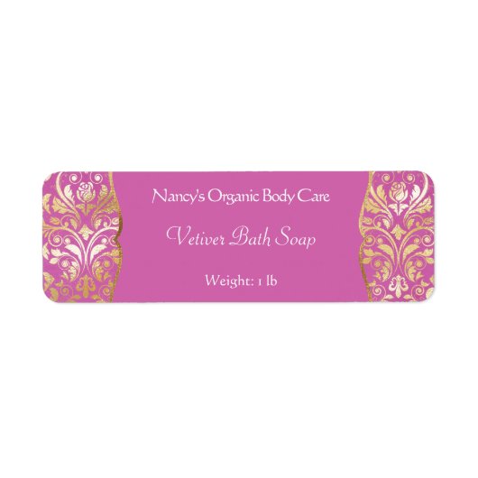 Roze en goudkleurige folie demask soap cosmetica l etiket (Voorkant)