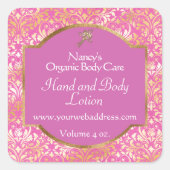 Roze en goudkleurige folie demask soap cosmetics L Vierkante Sticker (Voorkant)