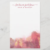 Roze en goudkleurige inkt voor vloeibare Waterverf Briefpapier (Achterkant)