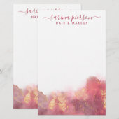 Roze en goudkleurige inkt voor vloeibare Waterverf Briefpapier (Voorkant / Achterkant)