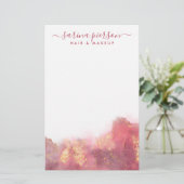 Roze en goudkleurige inkt voor vloeibare Waterverf Briefpapier (Staand voorkant)