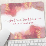 Roze en goudkleurige inkt voor vloeibare Waterverf Muismat<br><div class="desc">Roze en goudmatige kunst Vloeibare Waterverf Inkt Muismat. Perfect voor make-up artiesten,  haarstylists,  cosmetologen en nog veel meer!</div>