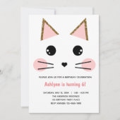 Roze en goudkleurige kat van afgelopen dag kaart (Voorkant)