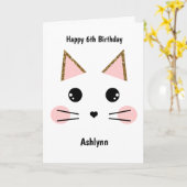 Roze en goudkleurige kat van afgelopen dag kaart (Gele Bloem)