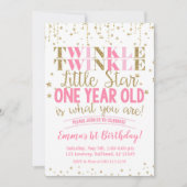 Roze en goudkleurige kleine ster van 1 september kaart (Voorkant)