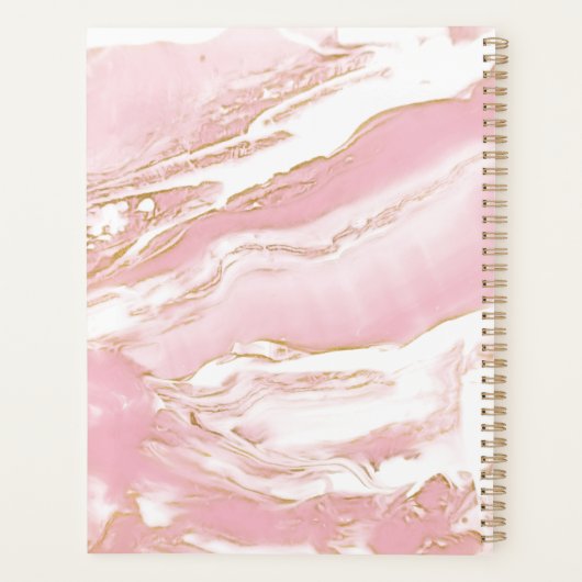 Roze en goudkleurige, marmer-pleister voor dagelij planner (Achterkant)
