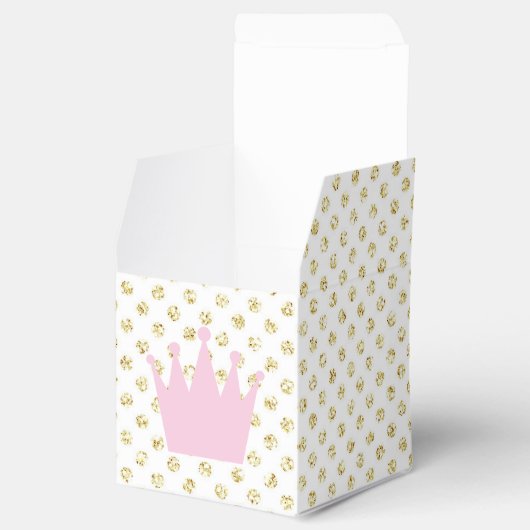 Roze en goudkleurige prinses Crown Favor Box Bedankdoosjes (Geopend)