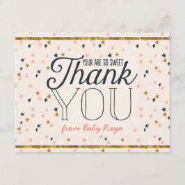 Roze en goudkleurige riemen bedankkaart