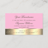 Roze en goudkleurige Roos met monogram Visitekaartje (Achterkant)