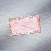 Roze en goudkleurige toon Professional modern Magnetisch Visitekaartje (Voorbeeld)