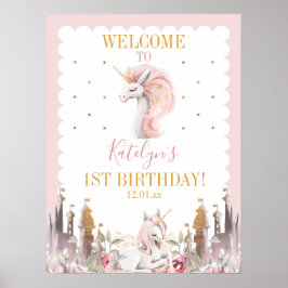 Roze en goudkleurige zegel op zaterdag of Baby sho Poster