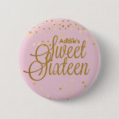 Roze en goudkleurige zestien Button (Voorkant)