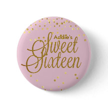 Roze en goudkleurige zestien Button