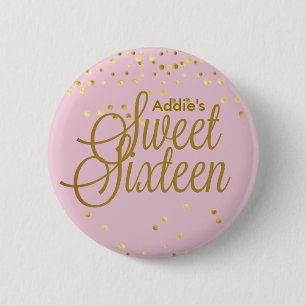 Roze en goudkleurige zestien Button