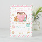 Roze en goudkoekjes en een hete cacaofeestdag kaart (Staand voorkant)