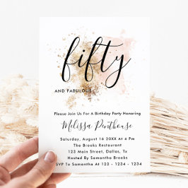 Roze en goudkoorts 50e verjaardag kaart