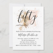 Roze en goudkoorts 50e verjaardag kaart (Voorkant)