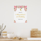 Roze en goudkoorts Thema Birthday Poster (Keuken)