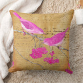 Roze en goudkoorts  vogels en letter kussen (Deken)