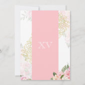 Roze en goudlegant Floral Girly Quinceanera Kaart (Achterkant)