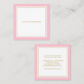 Roze en goudlegant vierkante visitekaartje (Voorkant / Achterkant)