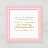 Roze en goudlegant vierkante visitekaartje (Achterkant)