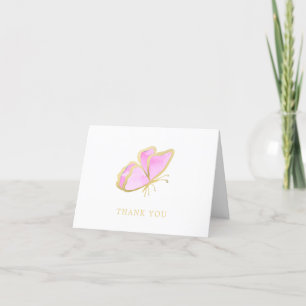 Roze en goudlegante vlinder bedankkaart
