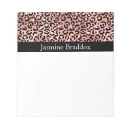 Roze en goudluipaard afdrukken notitieblok