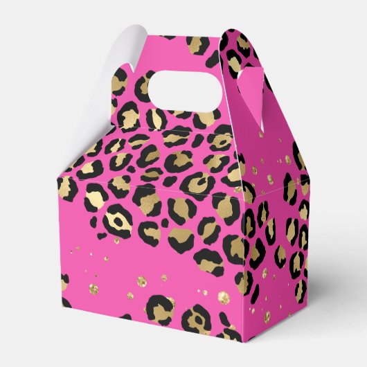 Roze en goudluipaard afdrukruimte bedankdoosjes (Achterkant)