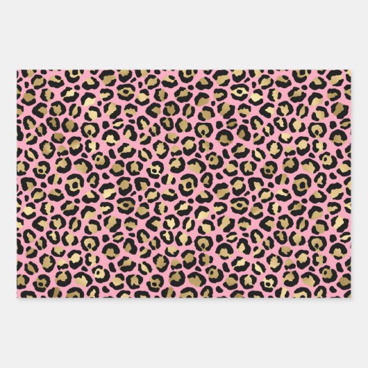 Roze en goudluipaard inpakpapier vel (Voorkant 3)