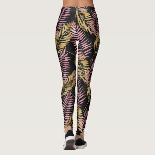 Roze en goudluipaarden leggings (Achterkant)