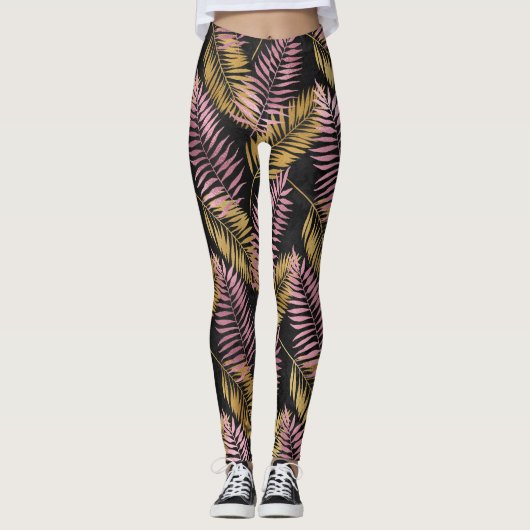 Roze en goudluipaarden leggings (Voorkant)