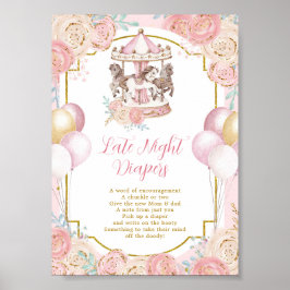 Roze en goudmagische carrousel late avond diaper poster