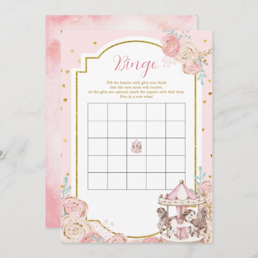 Roze en goudmakreelbingspel kaart (Voorkant / Achterkant)