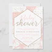Roze en goudmarmer Baby shower Kaart (Voorkant)