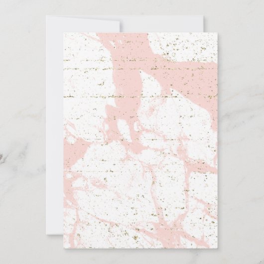Roze en goudmarmer Baby shower Kaart (Achterkant)
