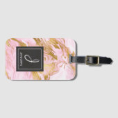 Roze en goudmarmer Bagage Label (Voorkant (horizontaal))
