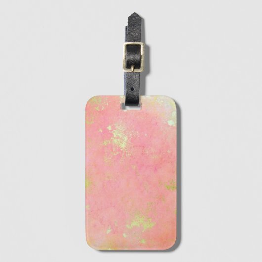 Roze en goudmarmer bagagelabel (Voorkant (verticaal))