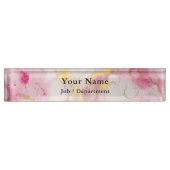 Roze en goudmarmer bord met naam naambordje (Voorkant)