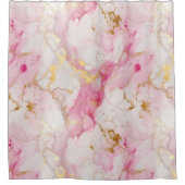 Roze en goudmarmer, effect douchegordijn (Voorkant)