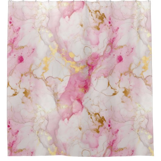 Roze en goudmarmer, effect douchegordijn (Voorkant)