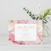 Roze en goudmarmer, met uitzondering van de datumk save the date (Staand voorkant)