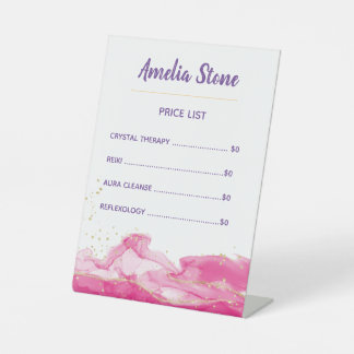 Roze en goudmarmer Pedestal Sign Reclamebord Met Voetstuk