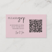 Roze en goudmarmer QR-code voor bruiloften RSVP Informatiekaartje (Voorkant)